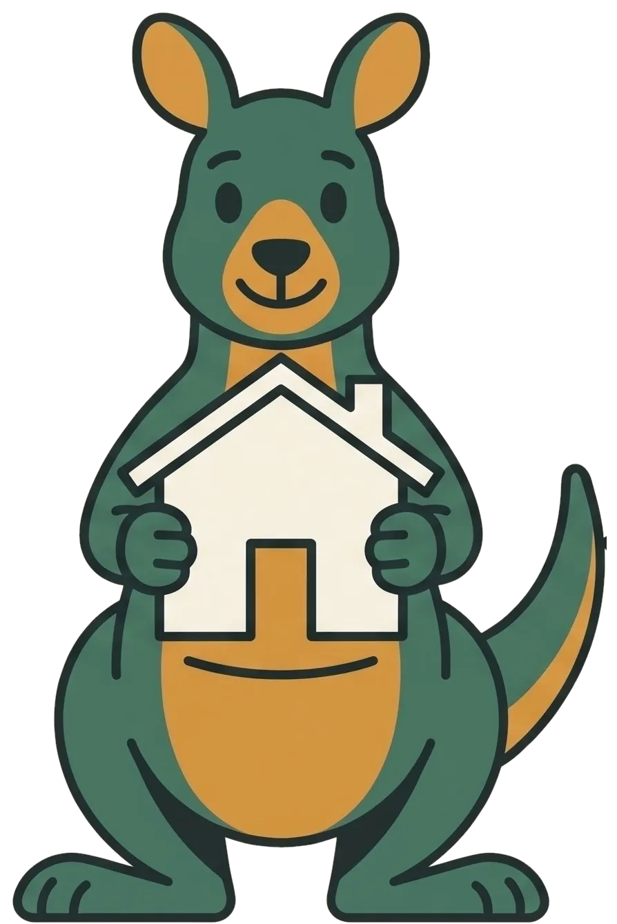 The Tallyroo mascot hugging a small house