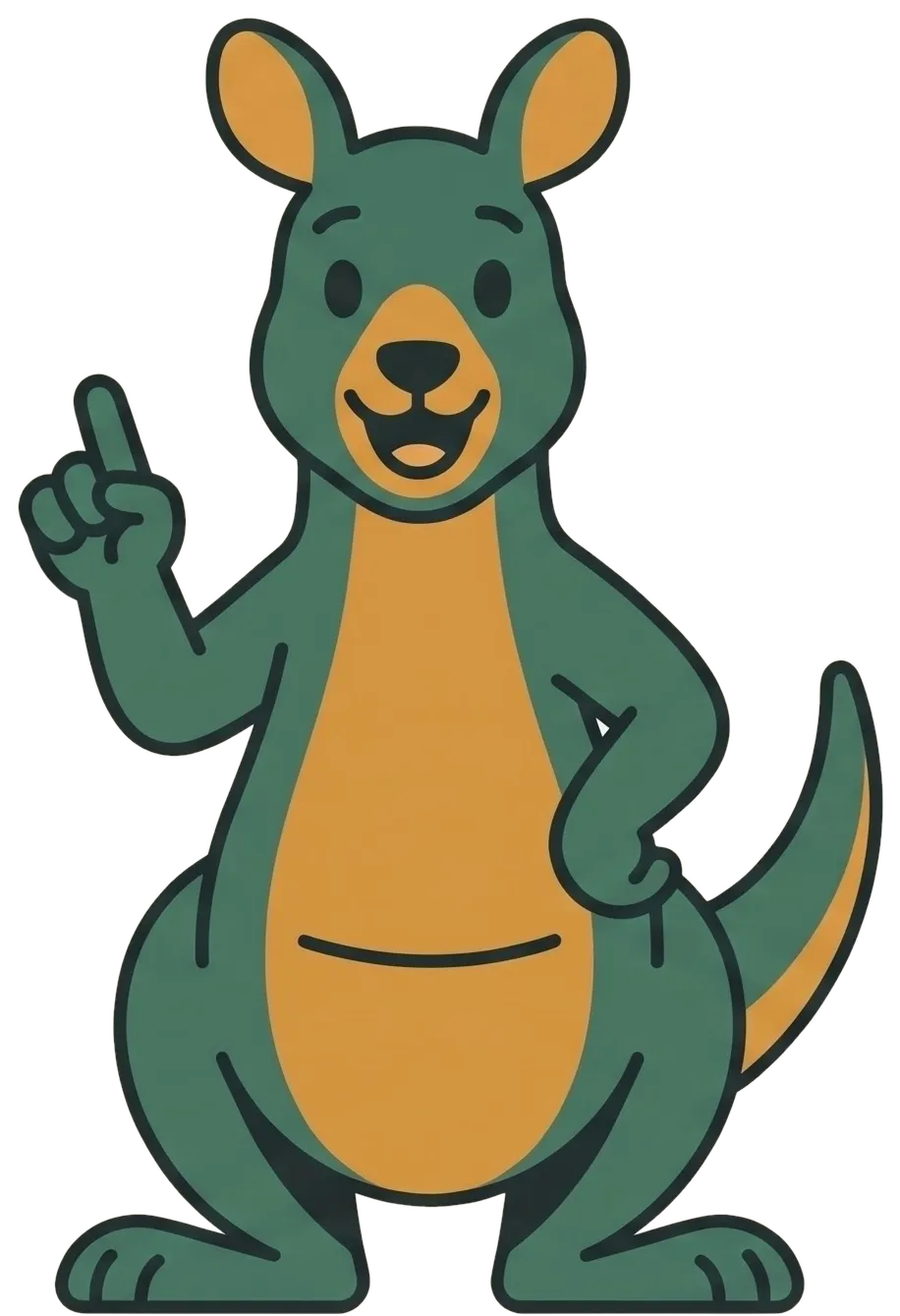 The Tallyroo mascot raising a finger, mid-explanation